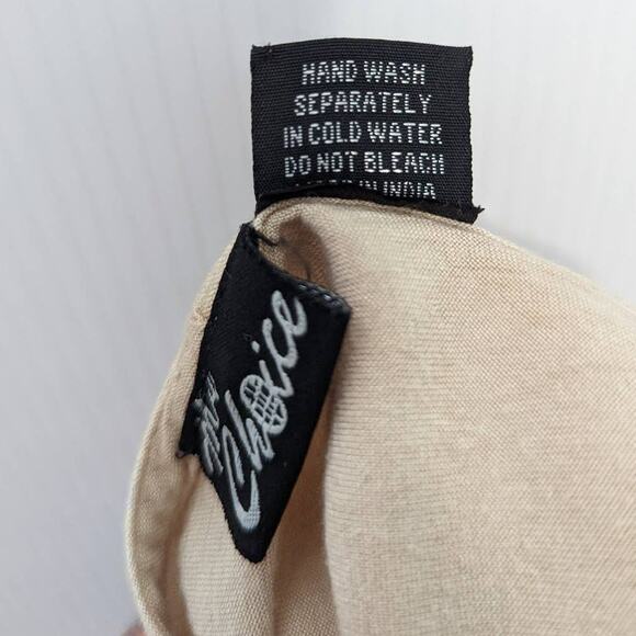 Vintage Y2K Boho Peasant Blouse Tan Eyelet Tie Back Flutter Sleeve Romantic Top - Picture 8 of 10